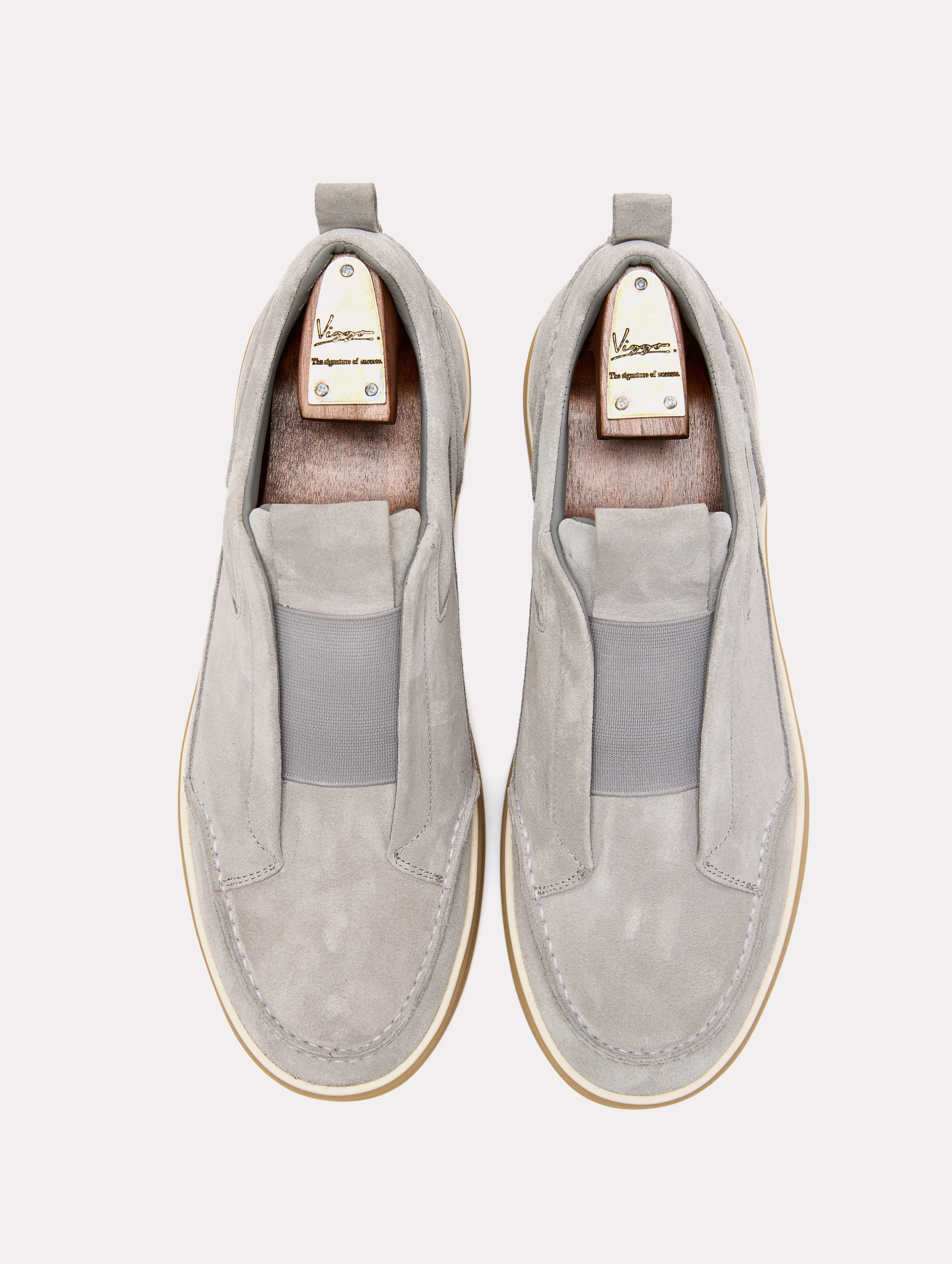 Slip-on sneakers din piele intoarsa gri