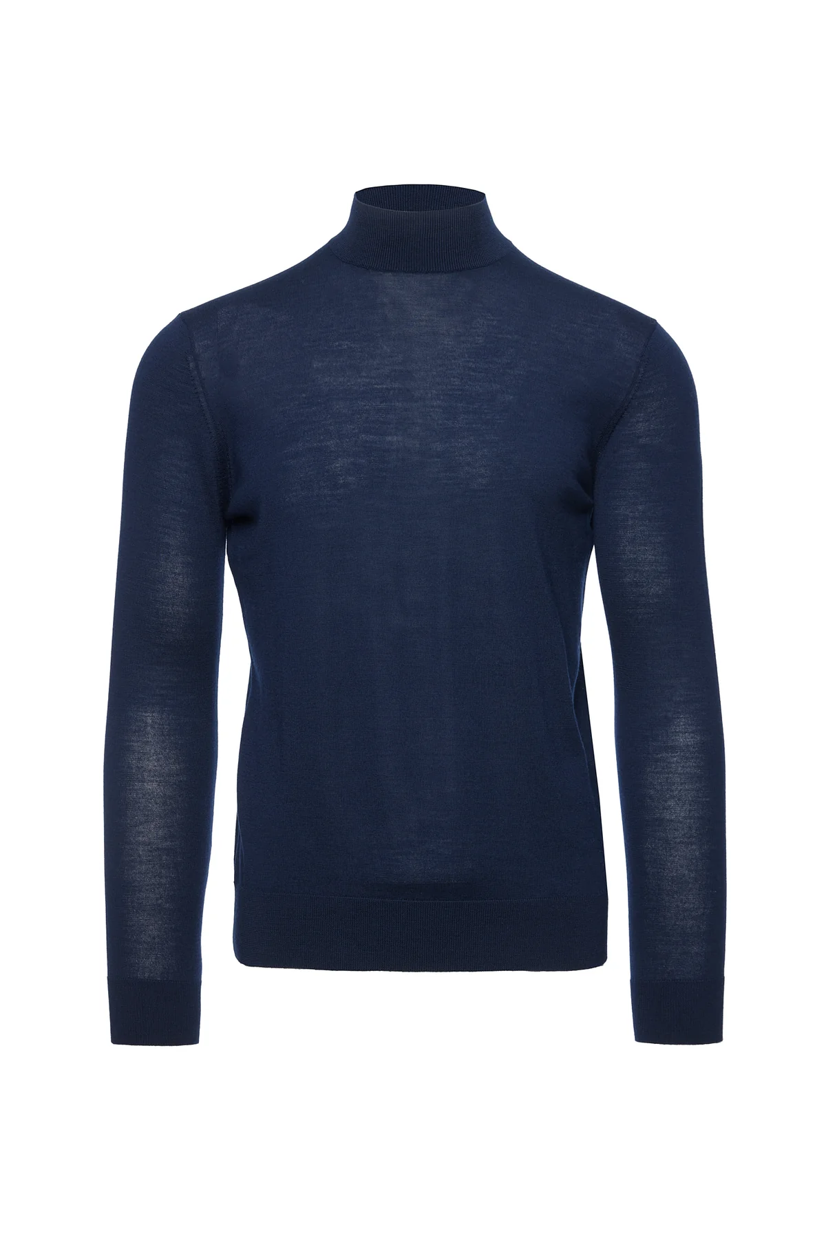 Maleta lana merino, guler semi-inalt, navy