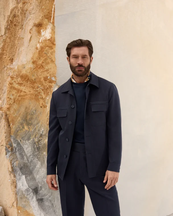 Overshirt matase Made to Measure, tesatura Ermenegildo Zegna, bleumarin — foto 2