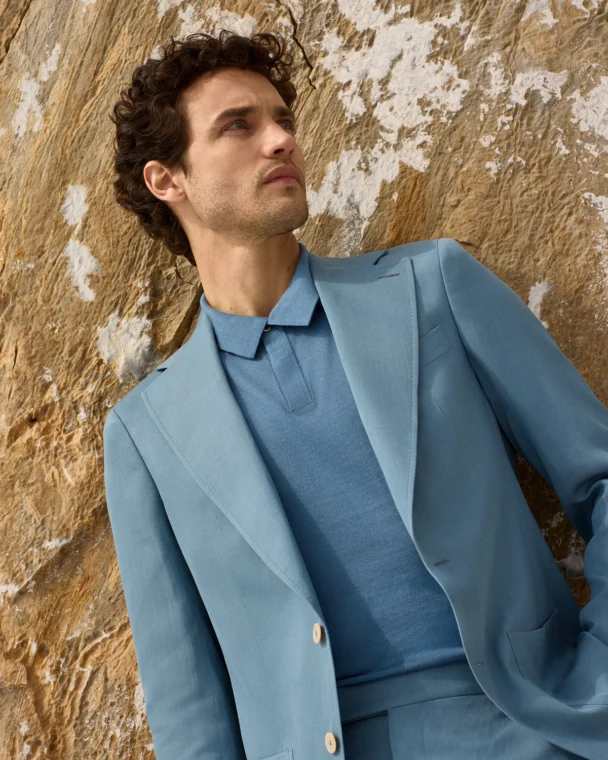 Costum bleu Made to Measure tesatura Silkskin by Ermenegildo Zegna, albastru — foto 2