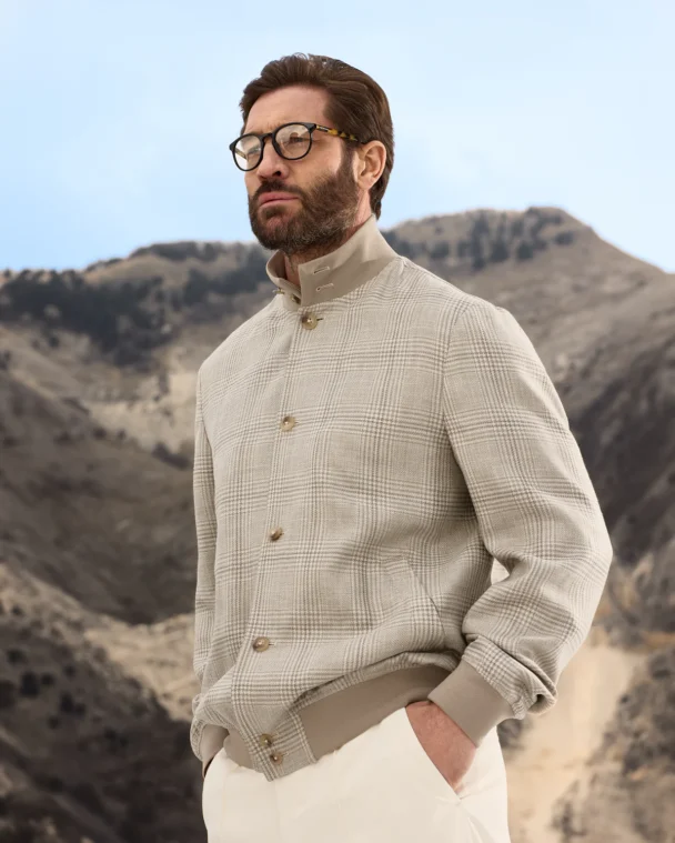Jacheta carouri herringbone Made to Measure, tesatura Loro Piana, bej — foto 2