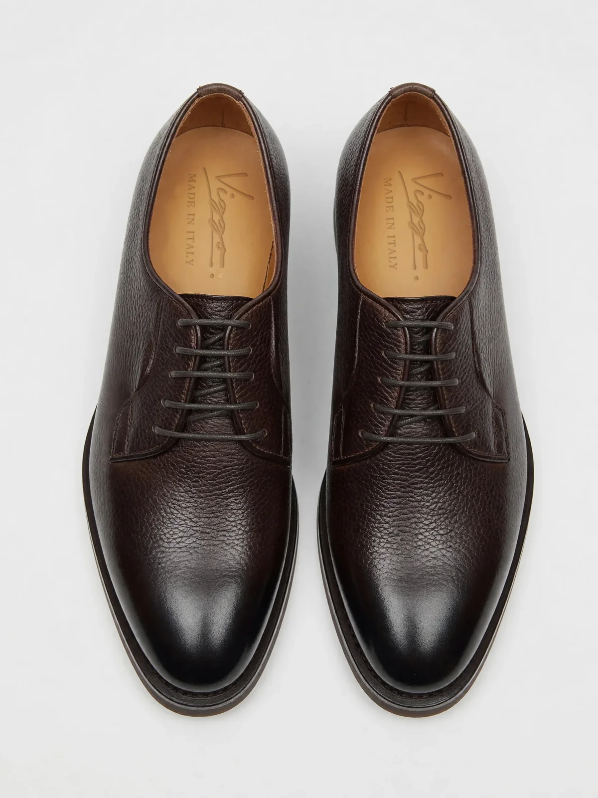 Pantofi derby maro piele vitel