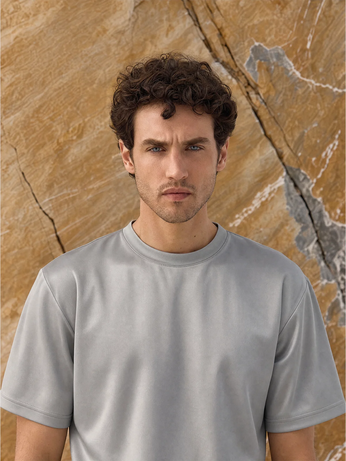 Tricou gri din bumbac Oeko-Tex®