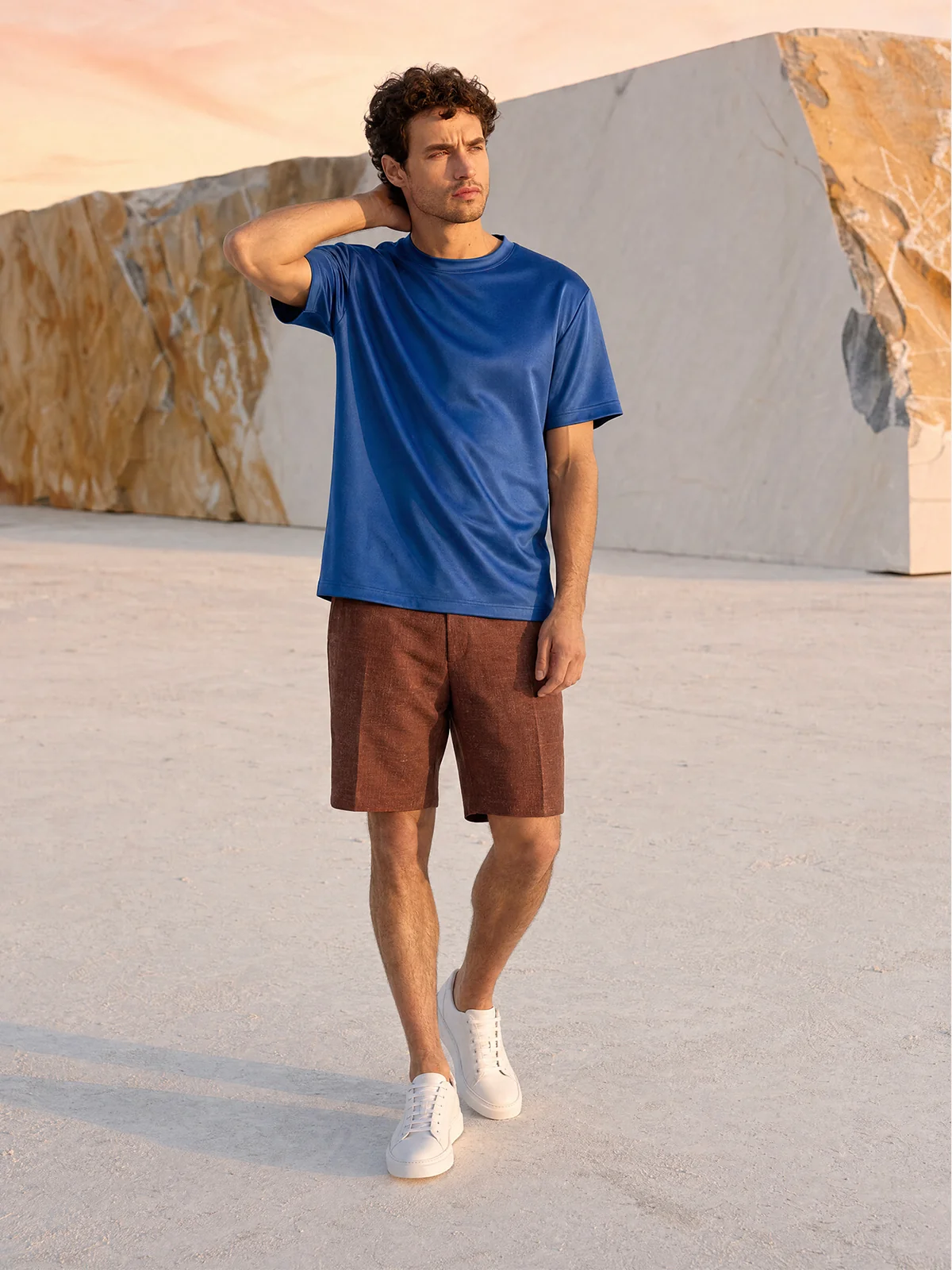Tricou albastru din bumbac Oeko-Tex®