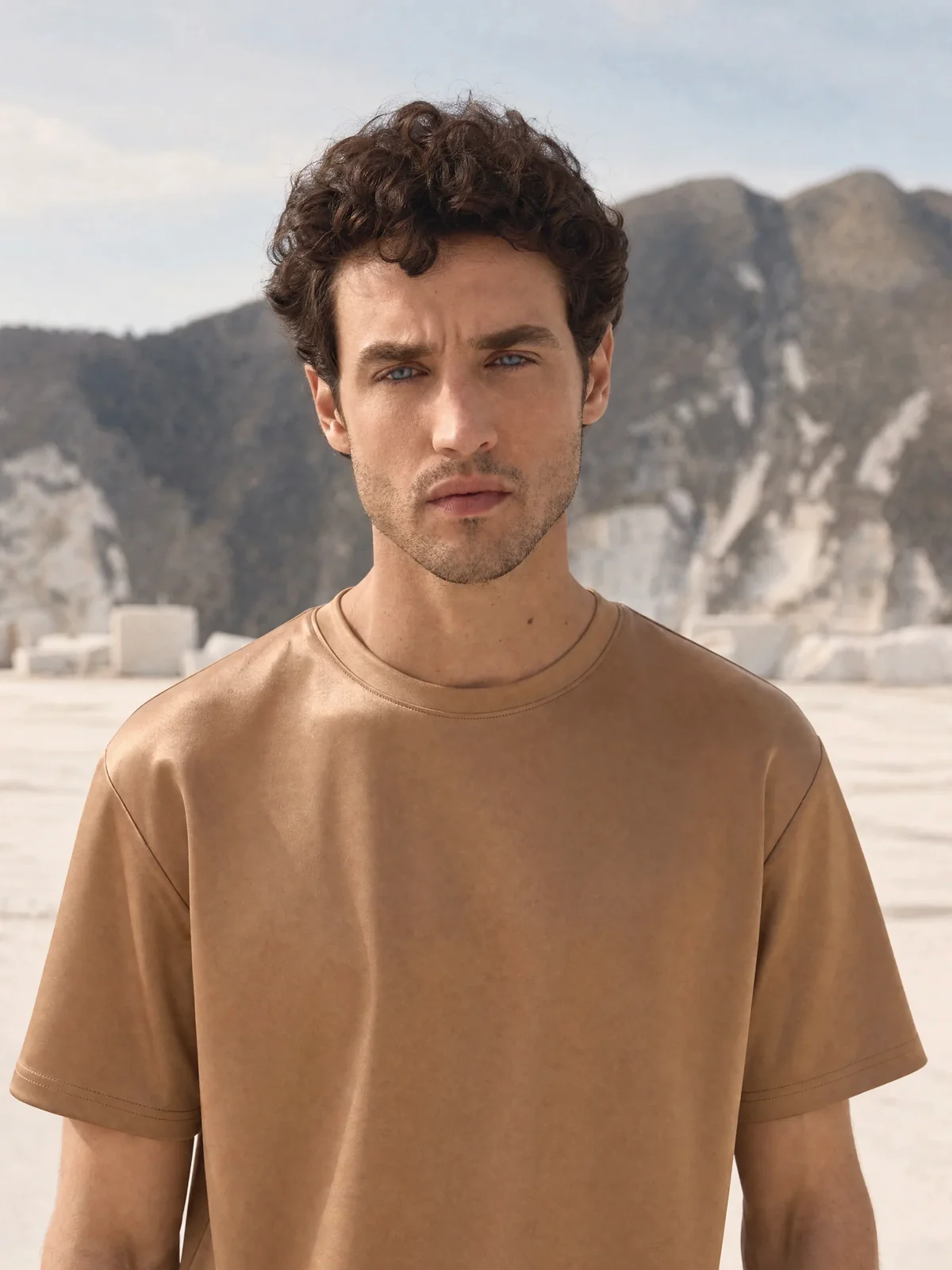 Tricou bej din bumbac Oeko-Tex®