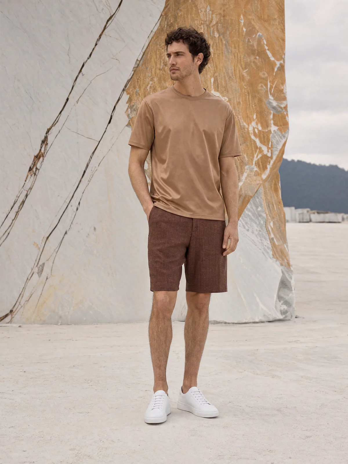 Tricou bej din bumbac Oeko-Tex®