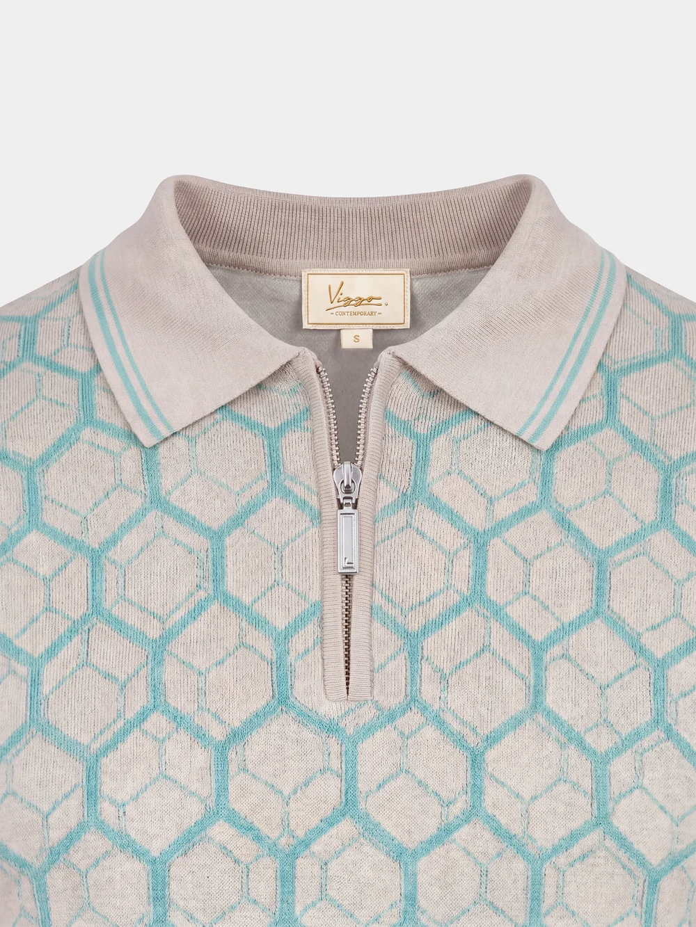 Tricou Polo gri hexagon matase&bumbac