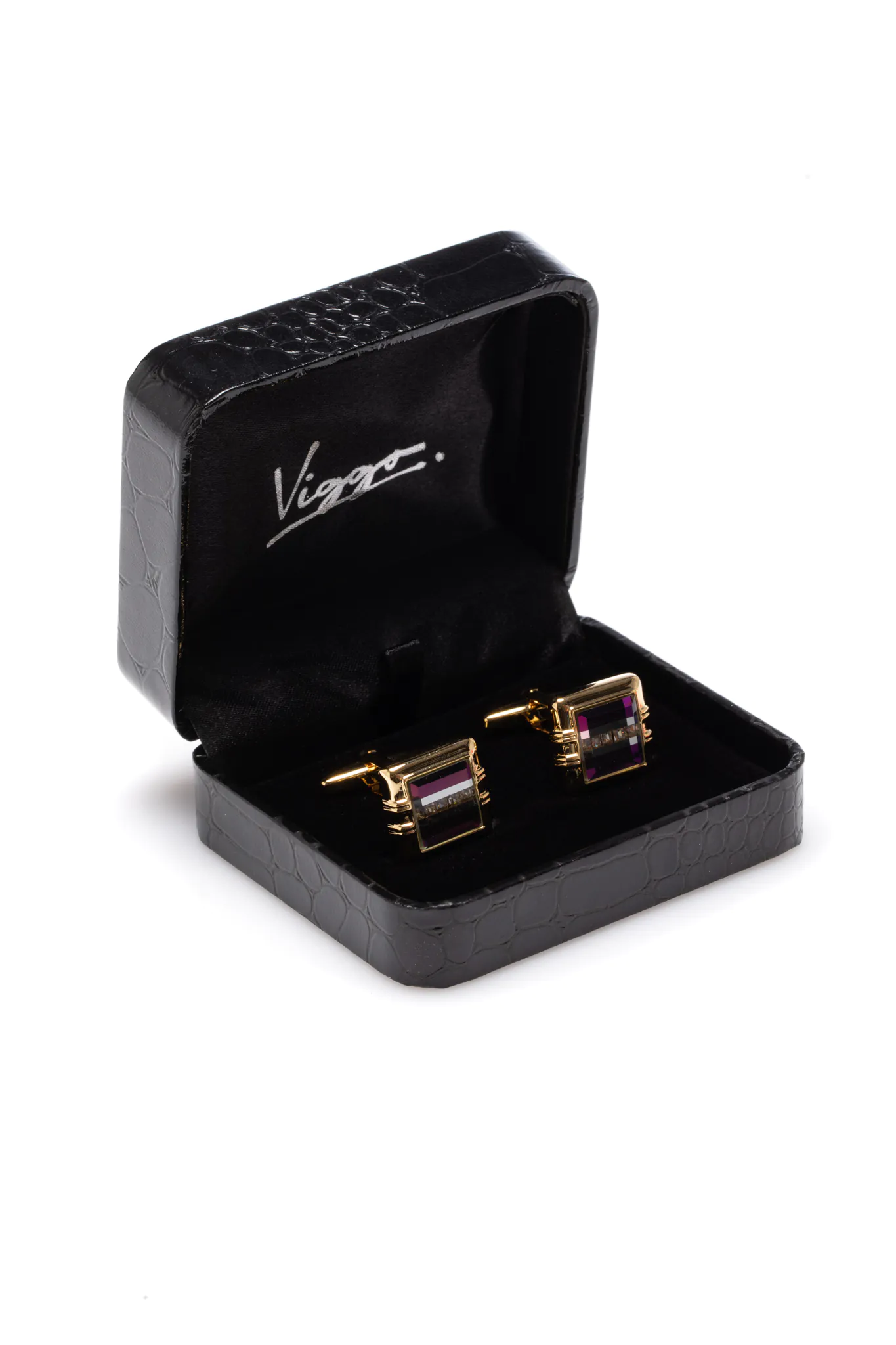 BUTONI PATRATI CU PIATRA MOV - imagine 3