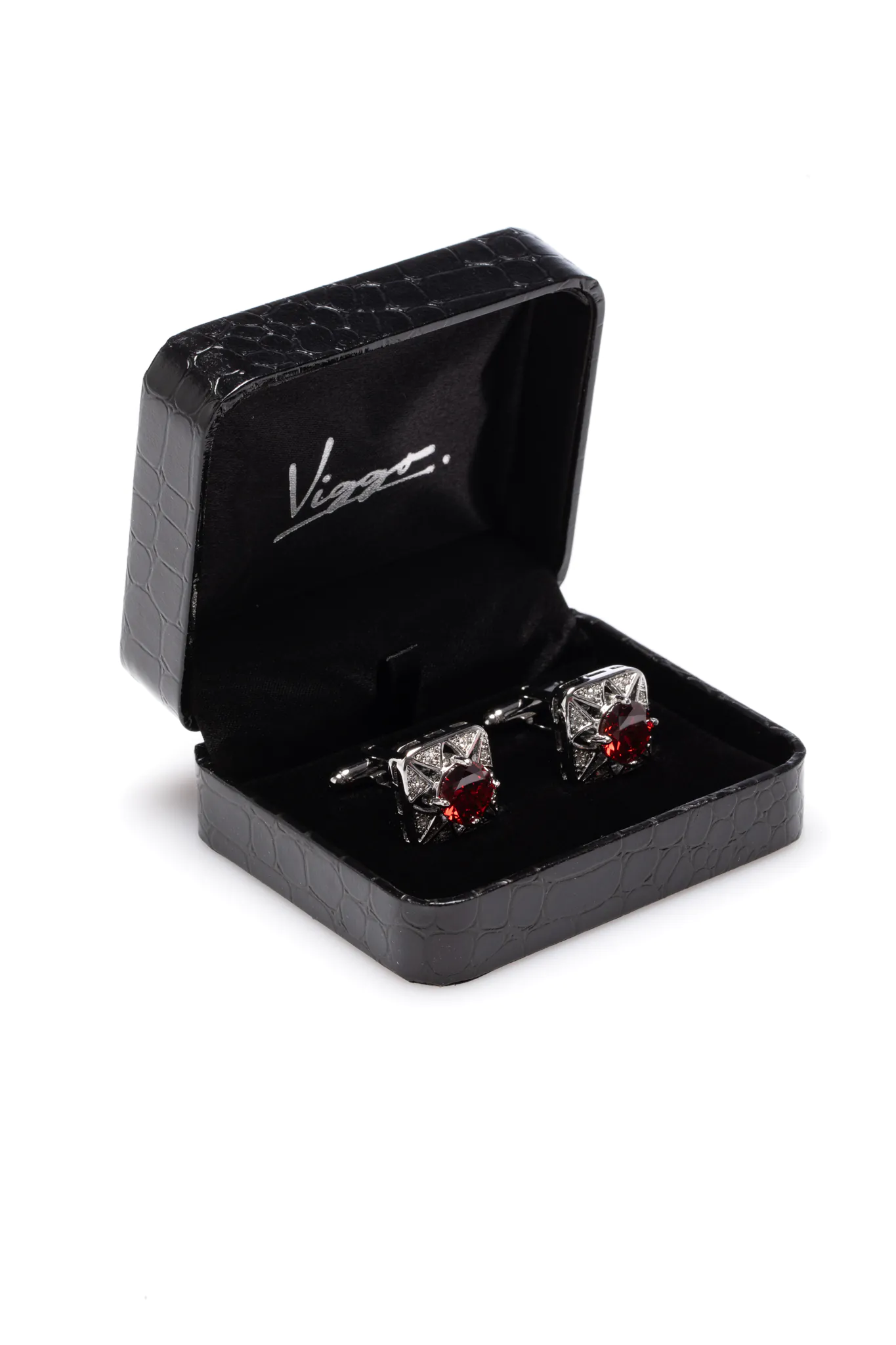 BUTONI PATRATI ARGINTII CU PIATRA COGNAC - imagine 3