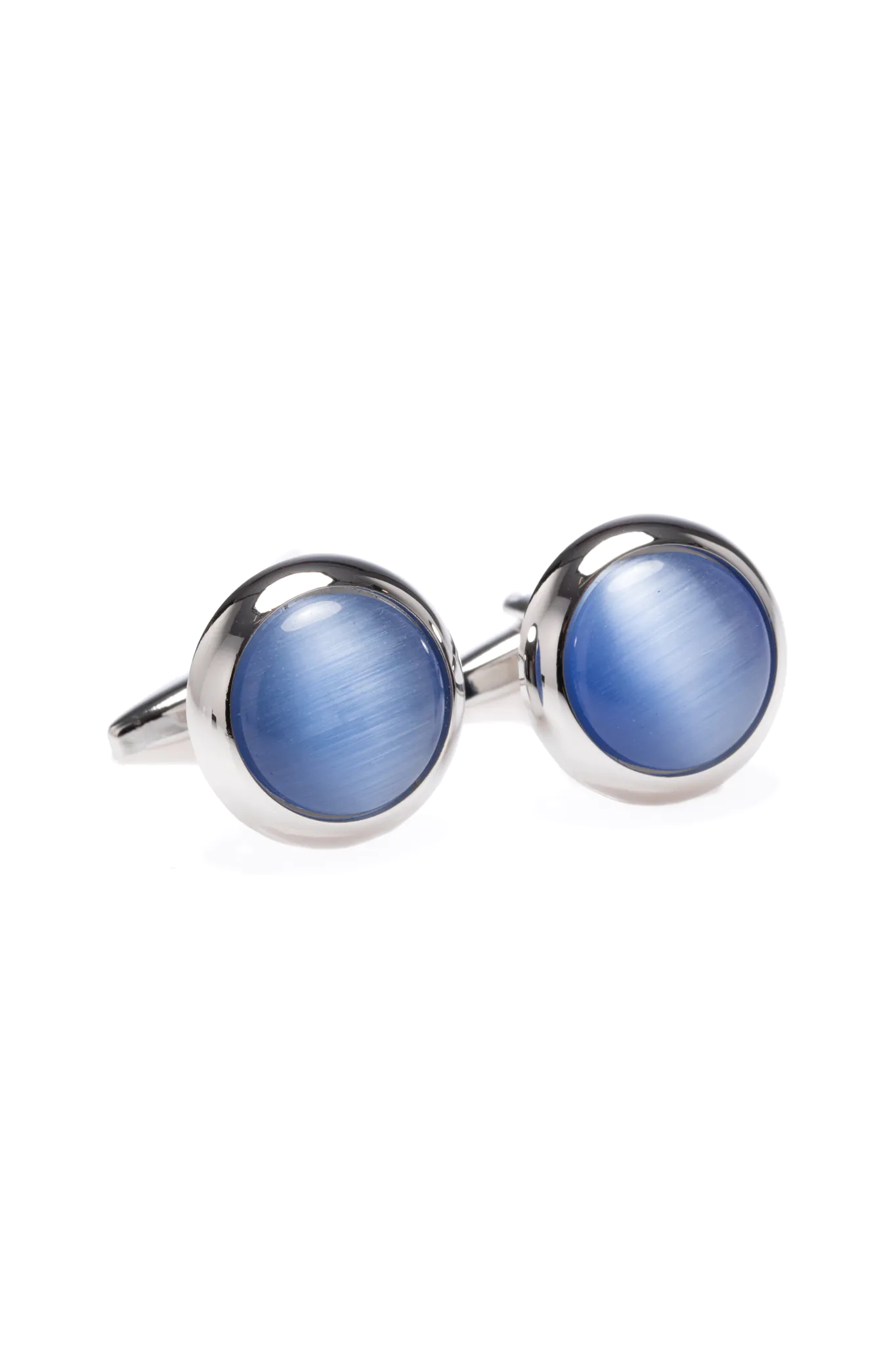 BUTONI ROTUNZI ARGINTII CU PIATRA ALBASTRA