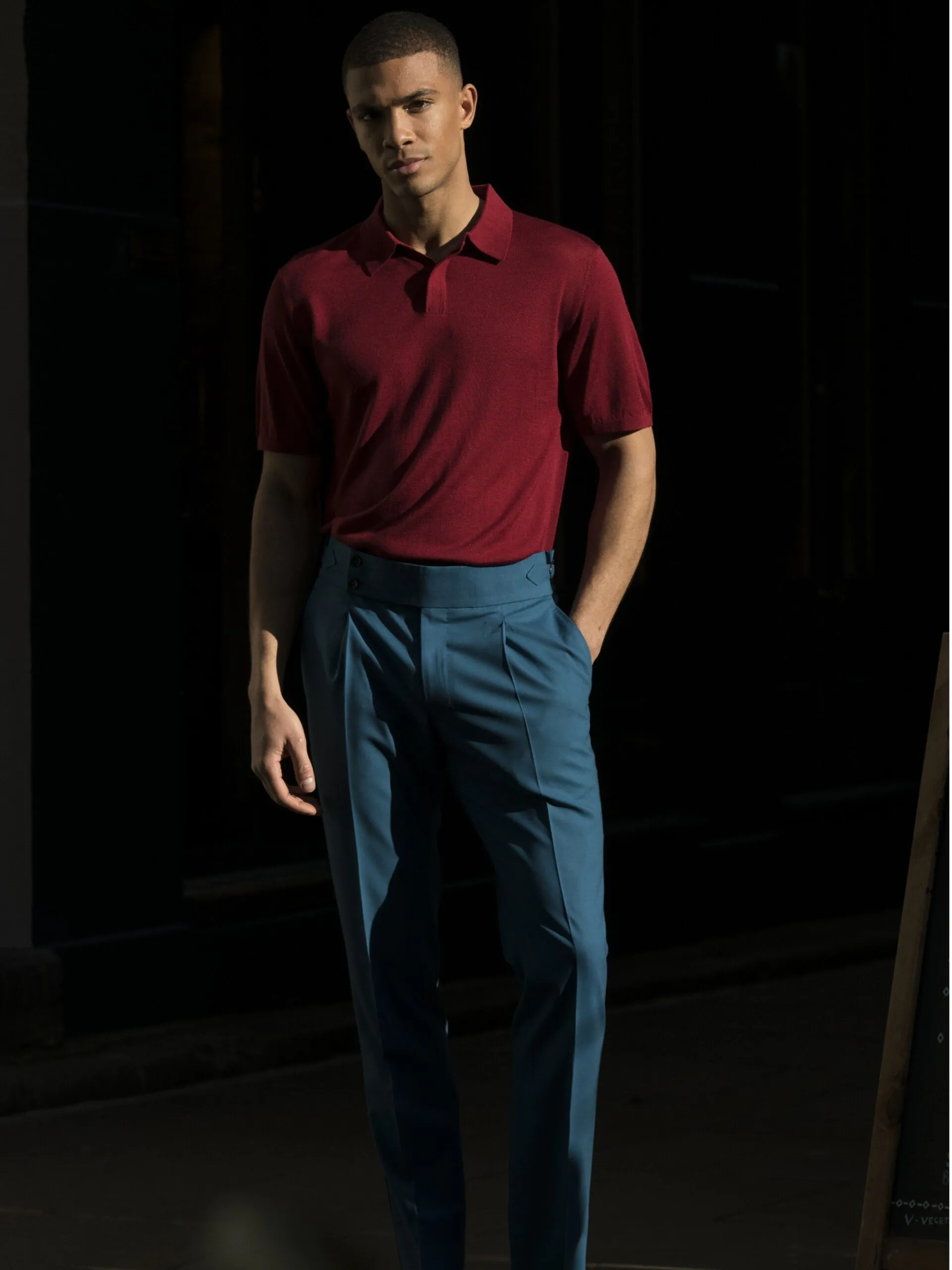 TRICOU POLO BORDEAUX DIN MATASE NATURALA SI LANA MERINO