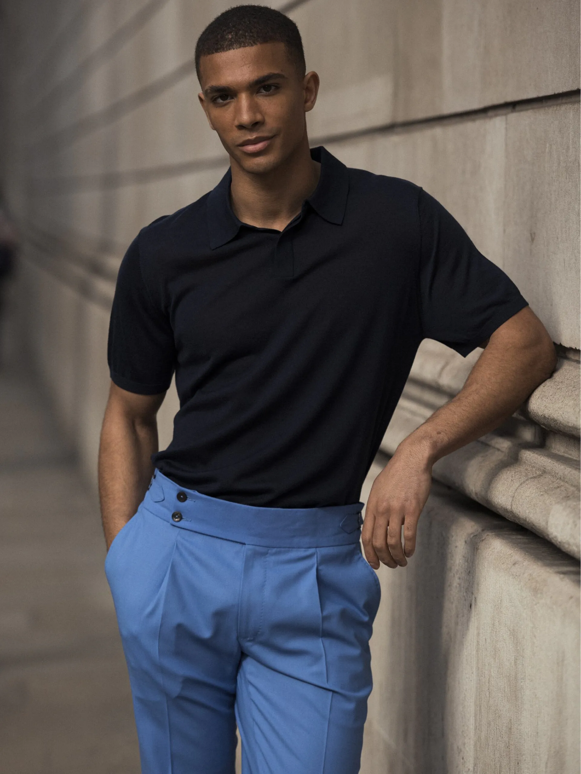 PANTALONI BLEU CU TALIE AJUSTABILA