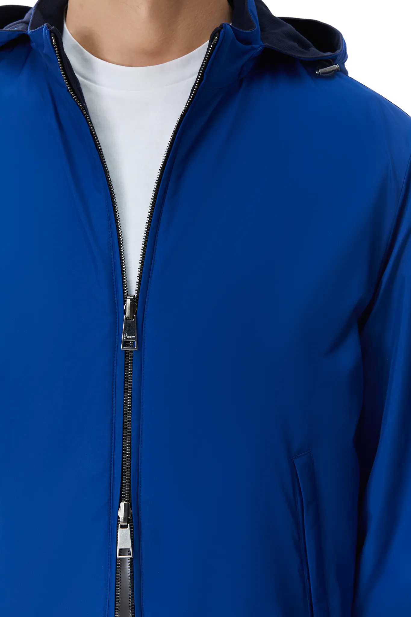 JACHETA REVERSIBILA ALBASTRU/NAVY DIN MATERIAL TEHNO SI LANA - imagine 3