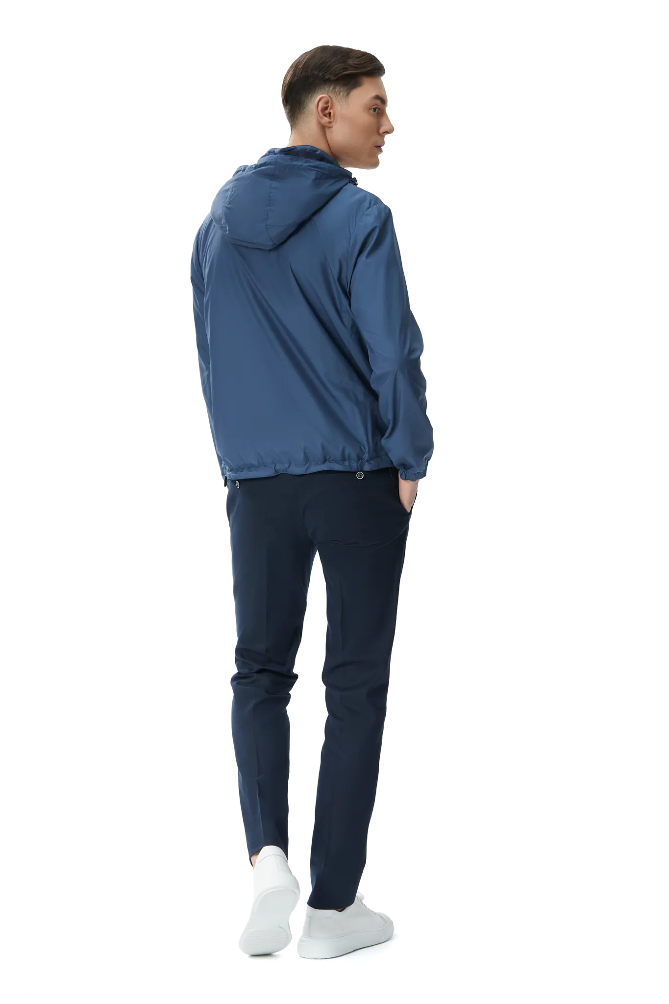 JACHETA REVERSIBILA BLEU/NAVY DIN MATERIAL TEHNO SI LANA - imagine 5