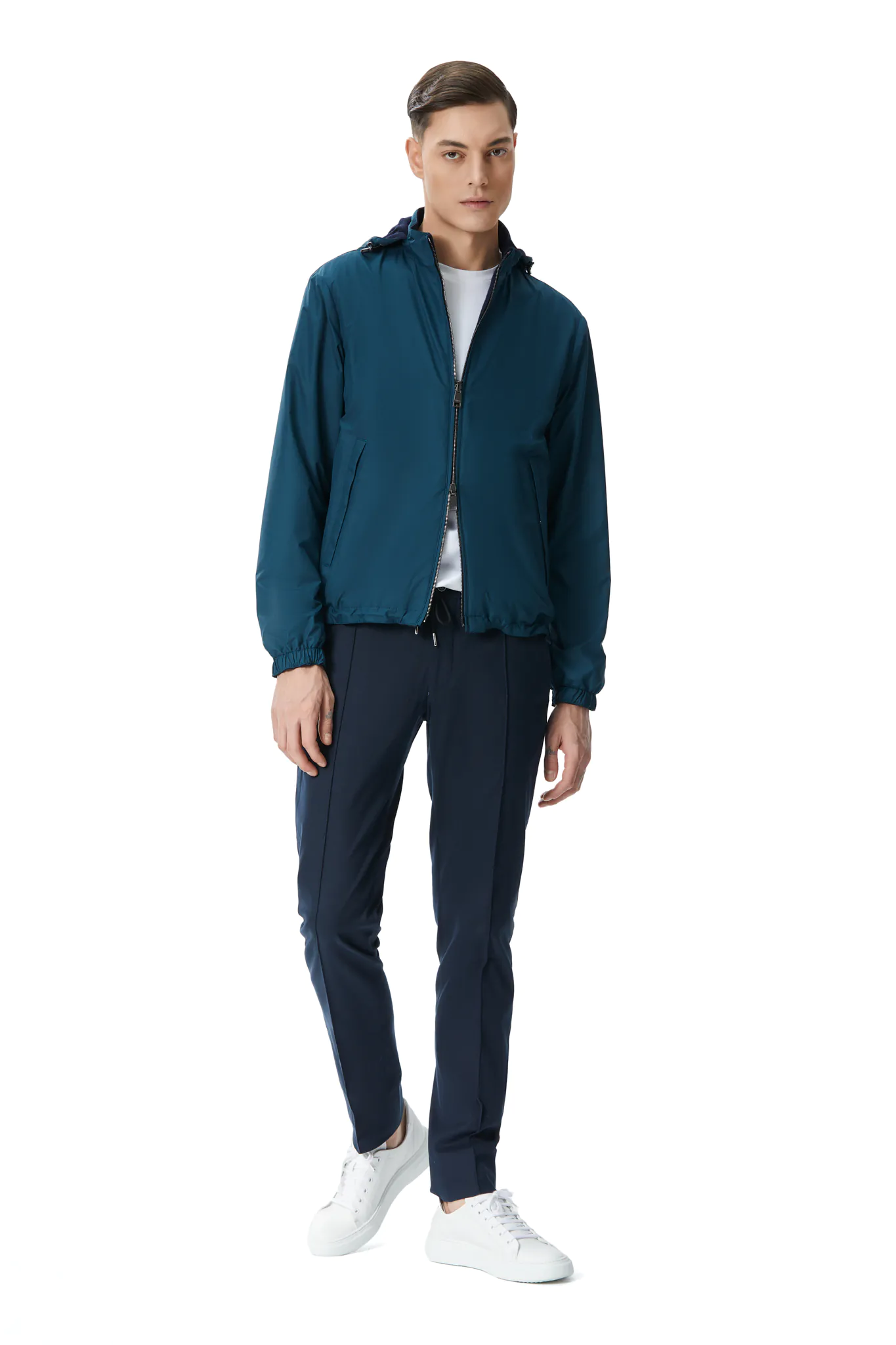 JACHETA REVERSIBILA TURQUOISE INCHIS/NAVY DIN MATERIAL TEHNO SI LANA