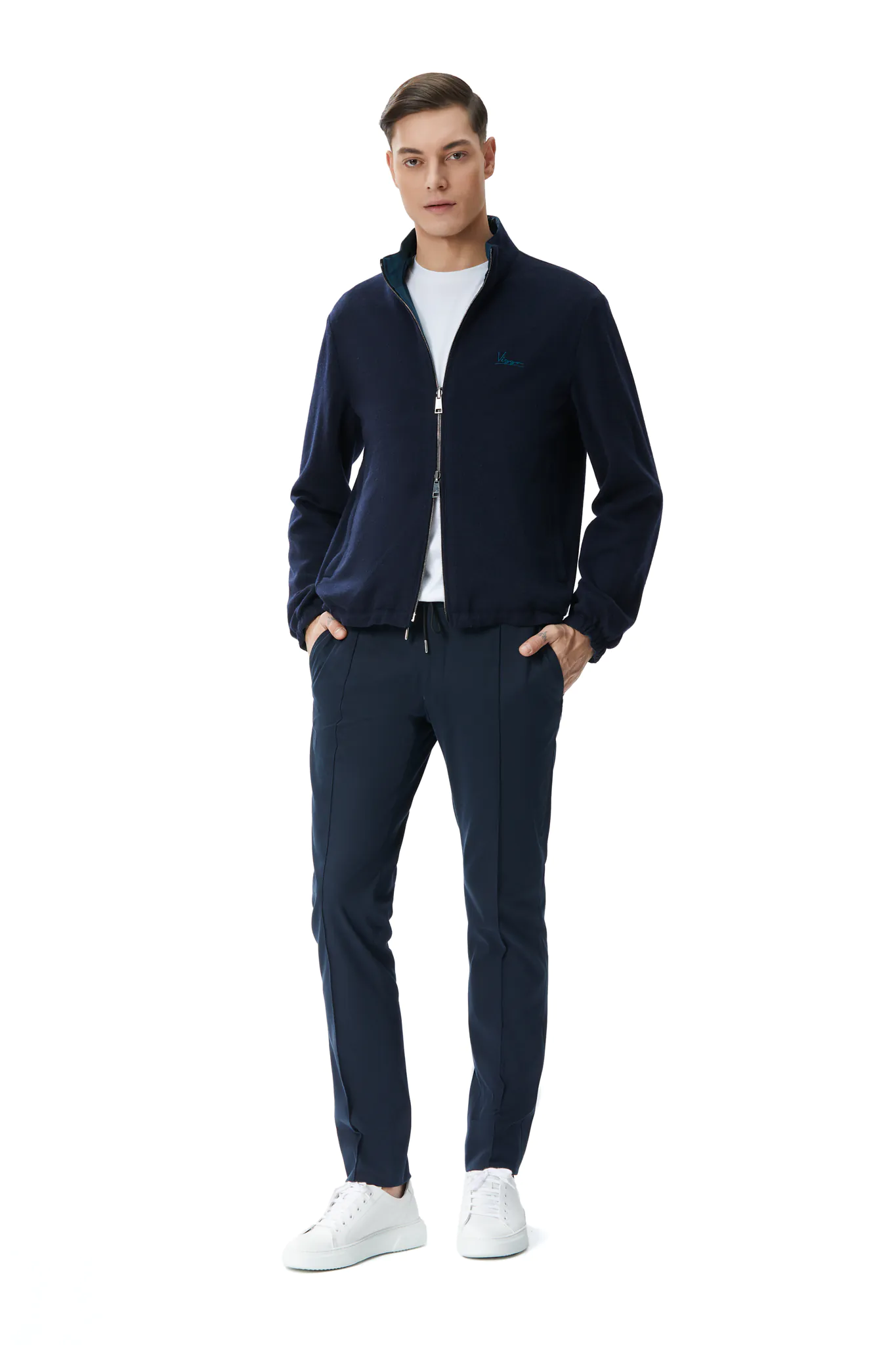 JACHETA REVERSIBILA TURQUOISE INCHIS/NAVY DIN MATERIAL TEHNO SI LANA - imagine 4