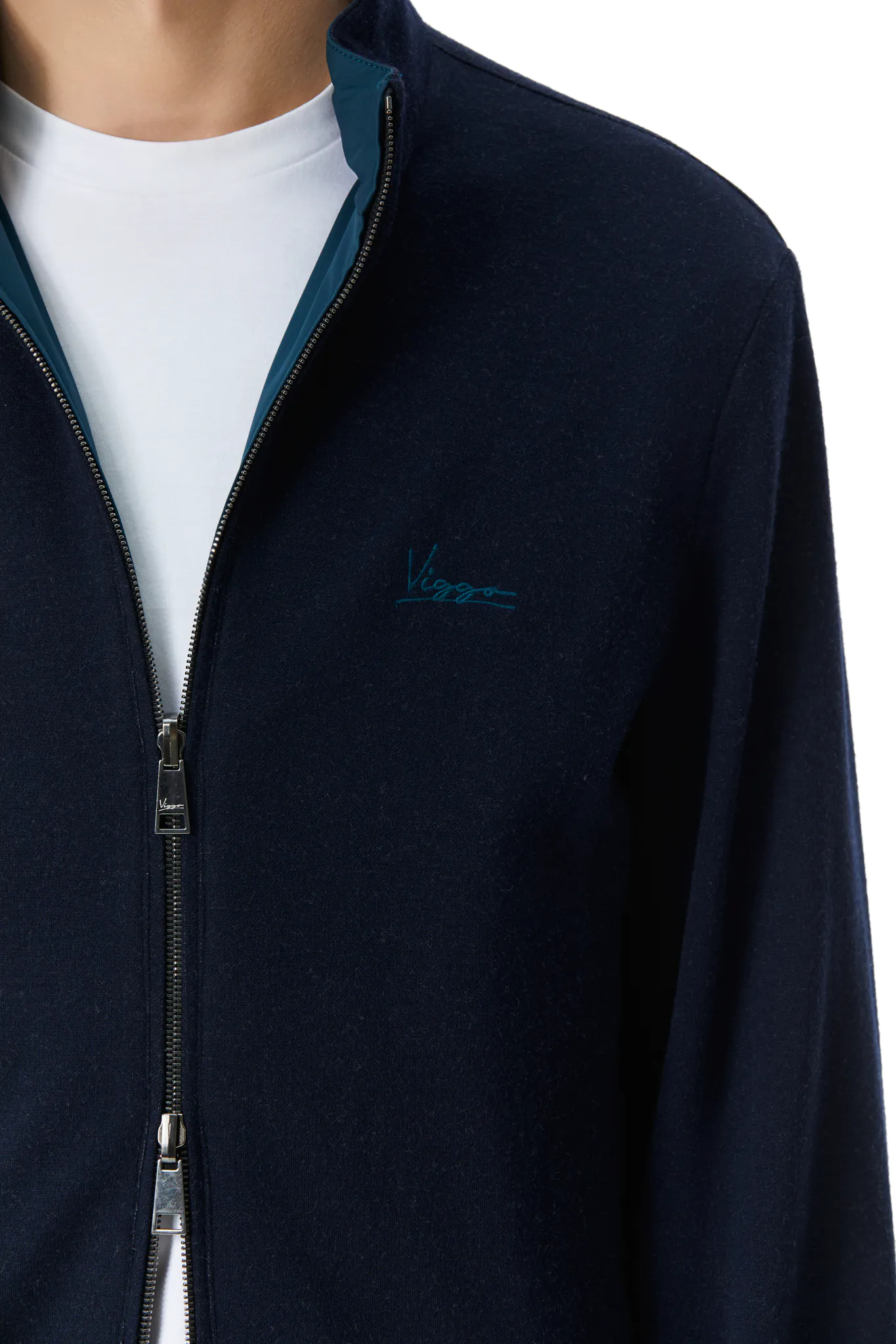 JACHETA REVERSIBILA TURQUOISE INCHIS/NAVY DIN MATERIAL TEHNO SI LANA - imagine 5