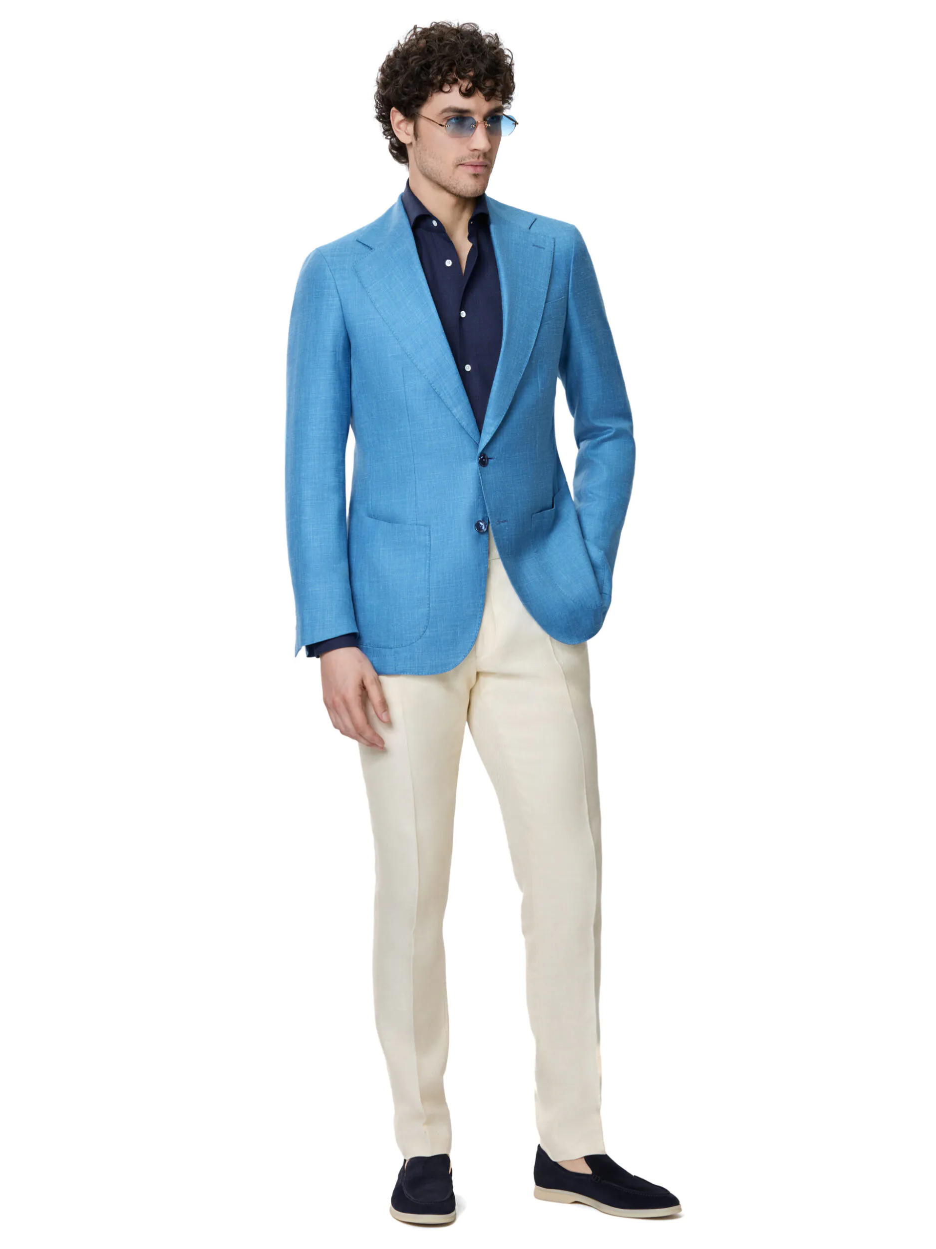 SACOU TESATURA TALLIA DI DELFINO, MADE TO MEASURE, ALBASTRU