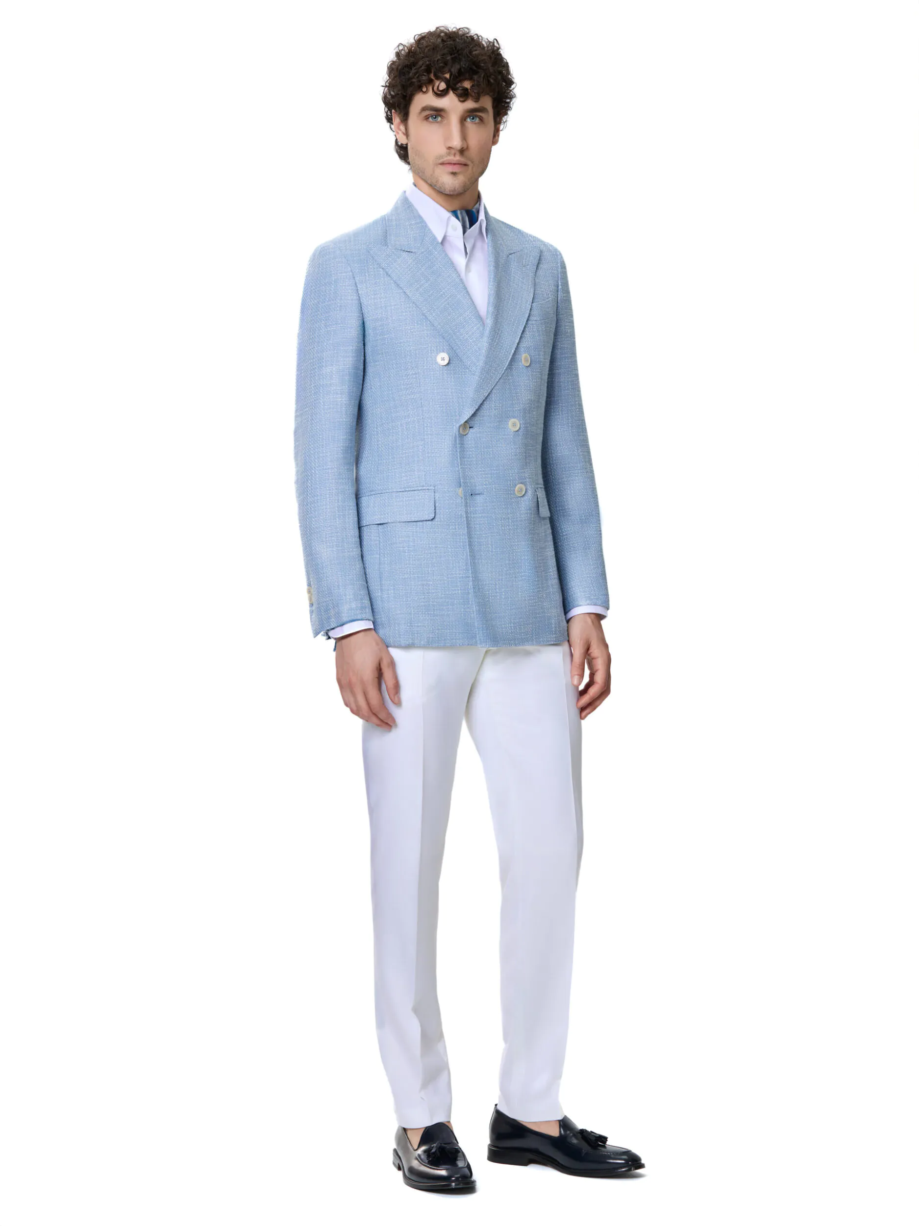 SACOU TESATURA LORO PIANA, MADE TO MEASURE, BLEU