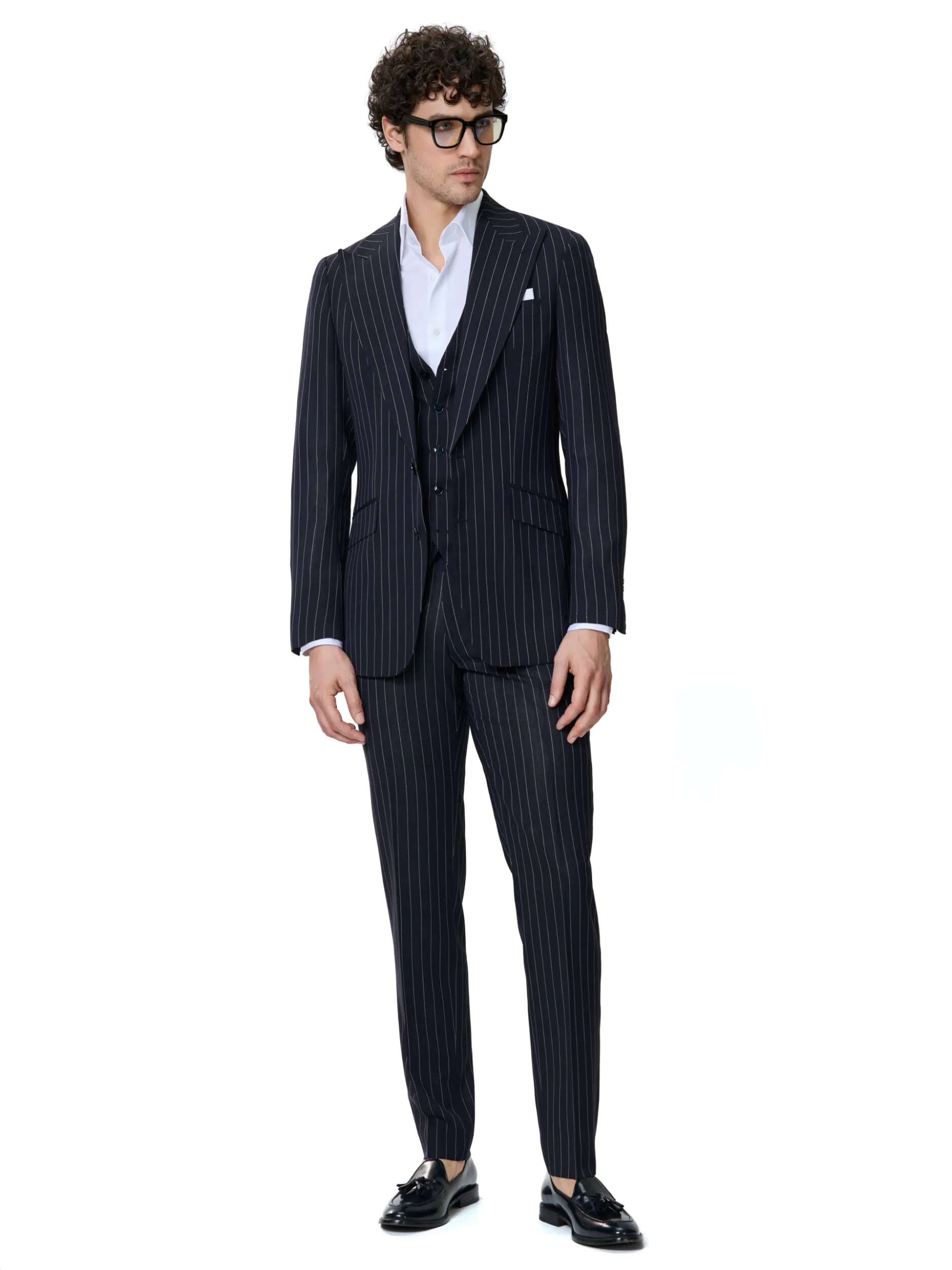 COSTUM TESATURA TALLIA DI DELFINO, MADE TO MEASURE, NEGRU CU DUNGI