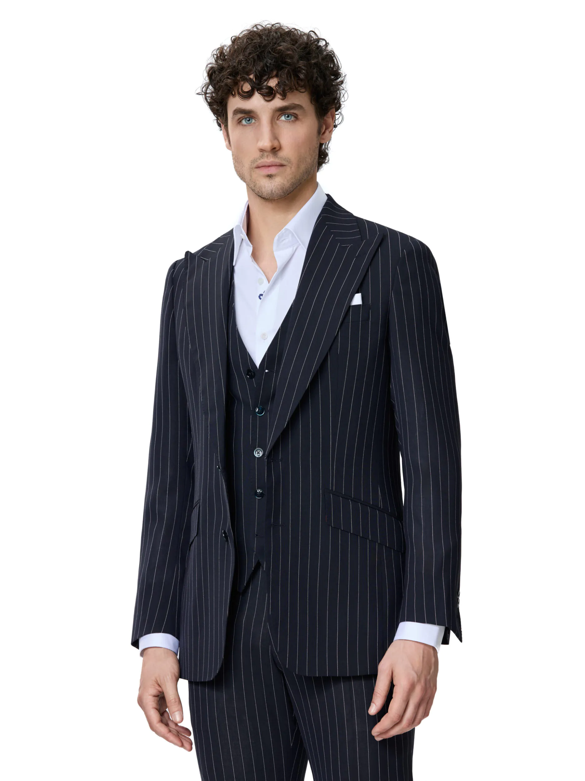 COSTUM TESATURA TALLIA DI DELFINO, MADE TO MEASURE, NEGRU CU DUNGI