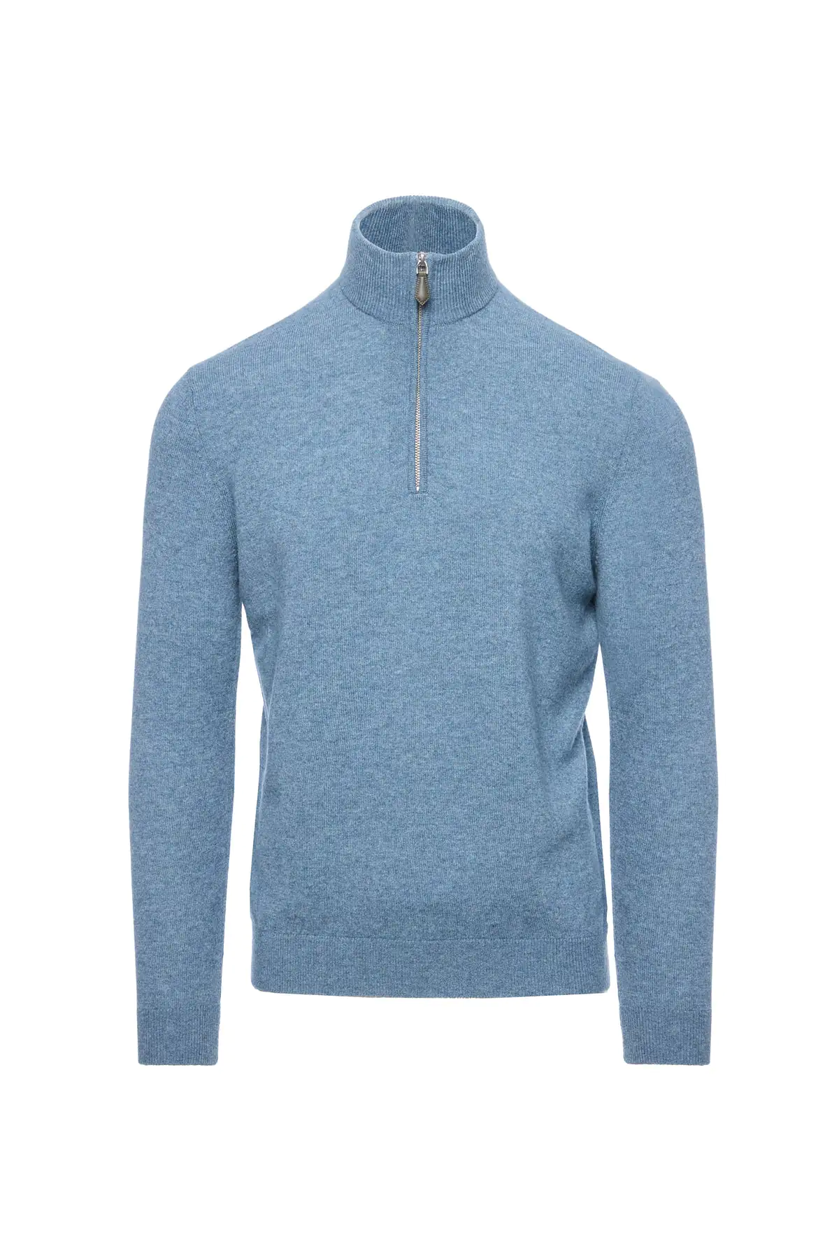 Maleta half-zip din lana si casmir, bleu