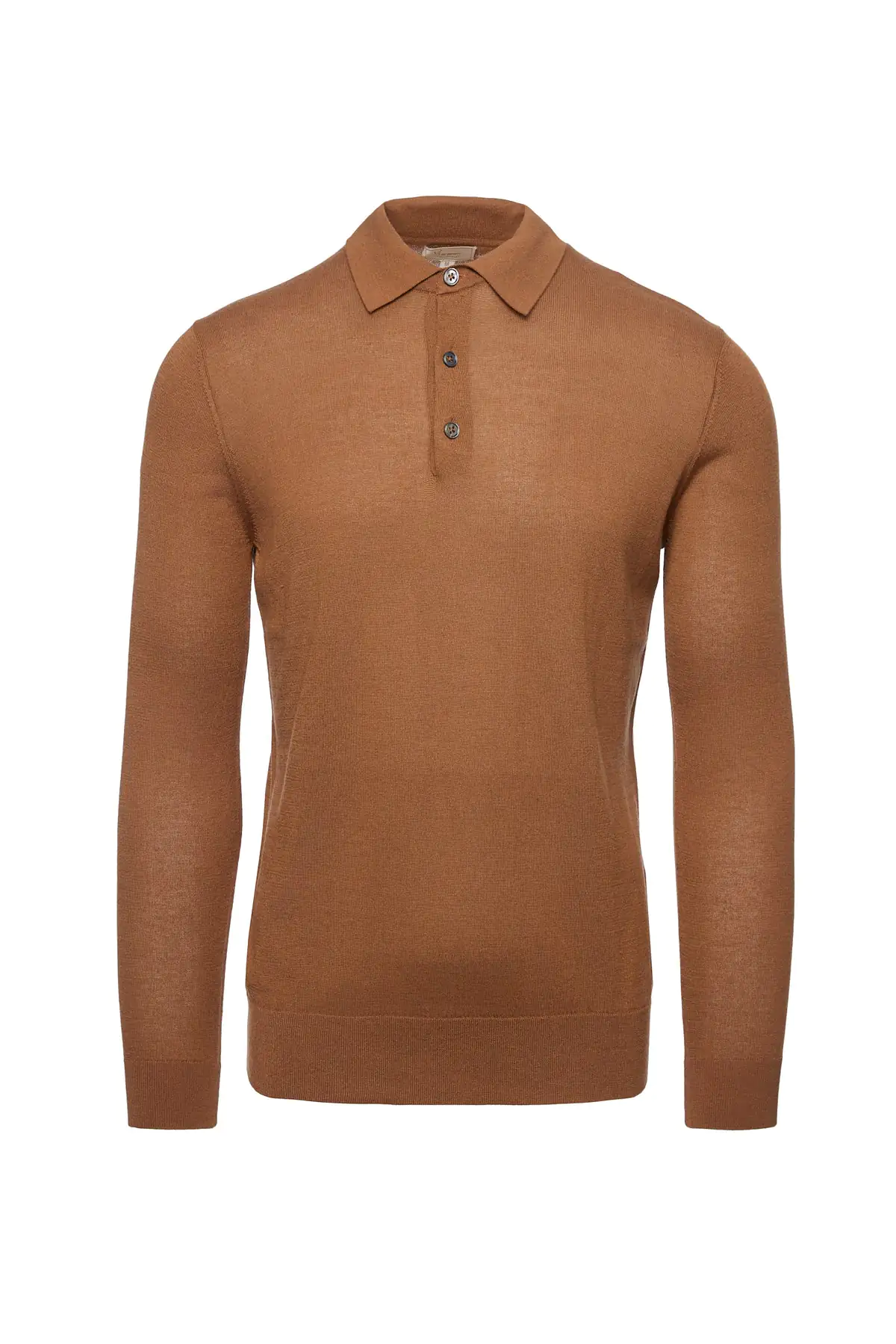 Bluza casmir & matase, guler Polo, camel