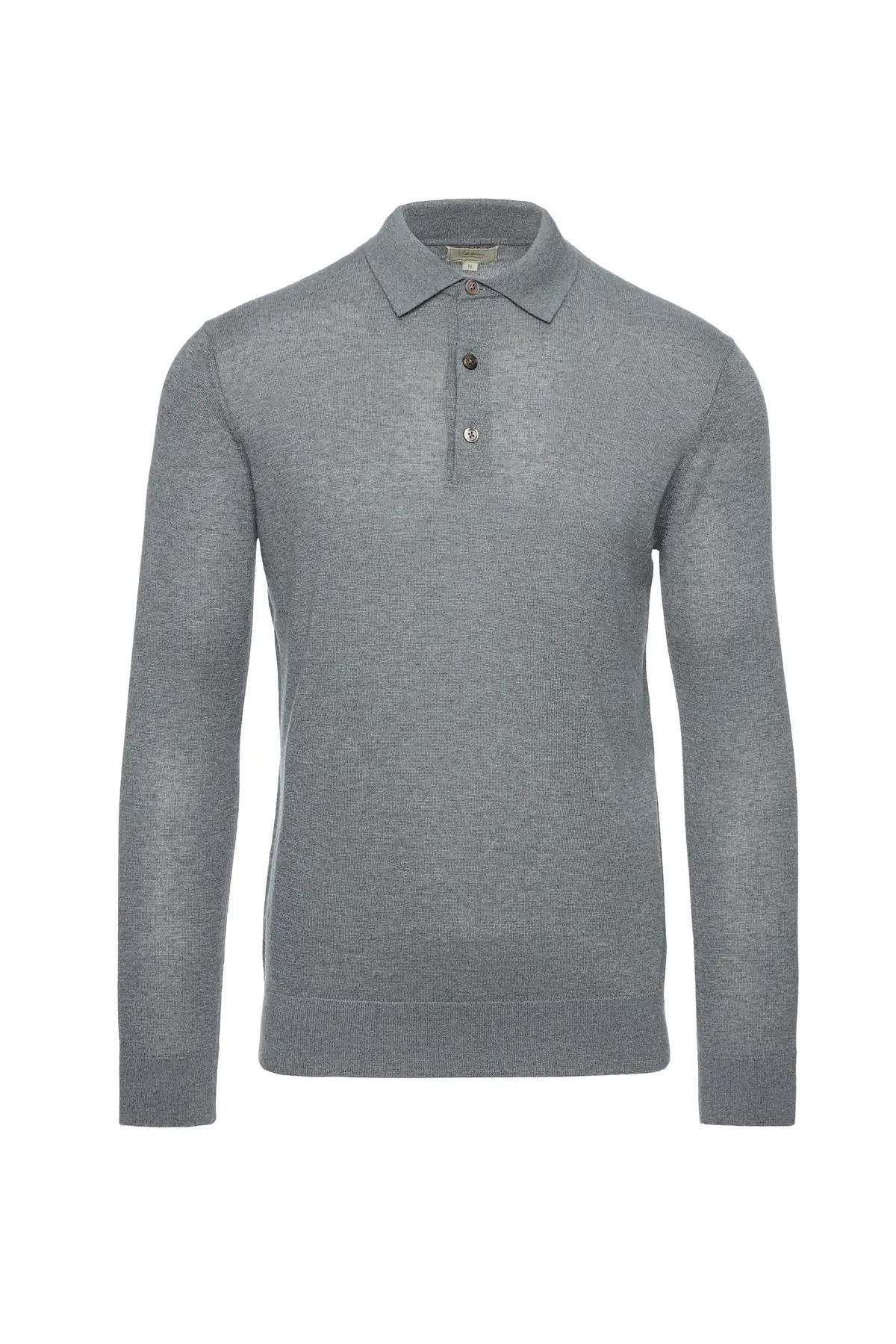 Bluza casmir & matase, guler Polo, gri